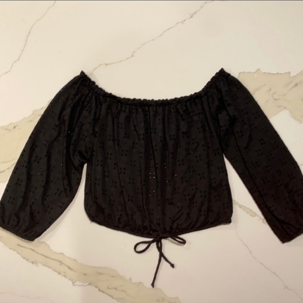 Free Kisses Off The Shoulder Eyelet Top Blouse, Size Medium